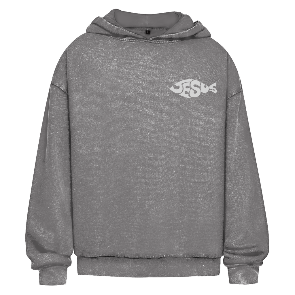 Oversize Washed Hoodie Jesus Ichthys