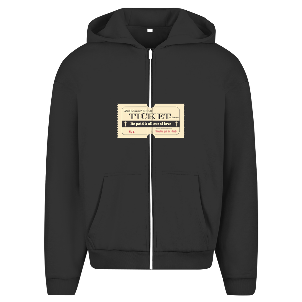 Herren Oversize Zipper Hoodie Jesus' Blood Ticket