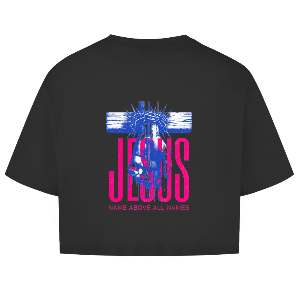 Damen Oversize Crop Top Name above all Names