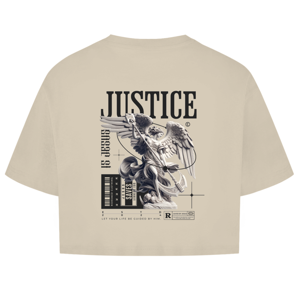 Damen Oversize Crop Top Justice