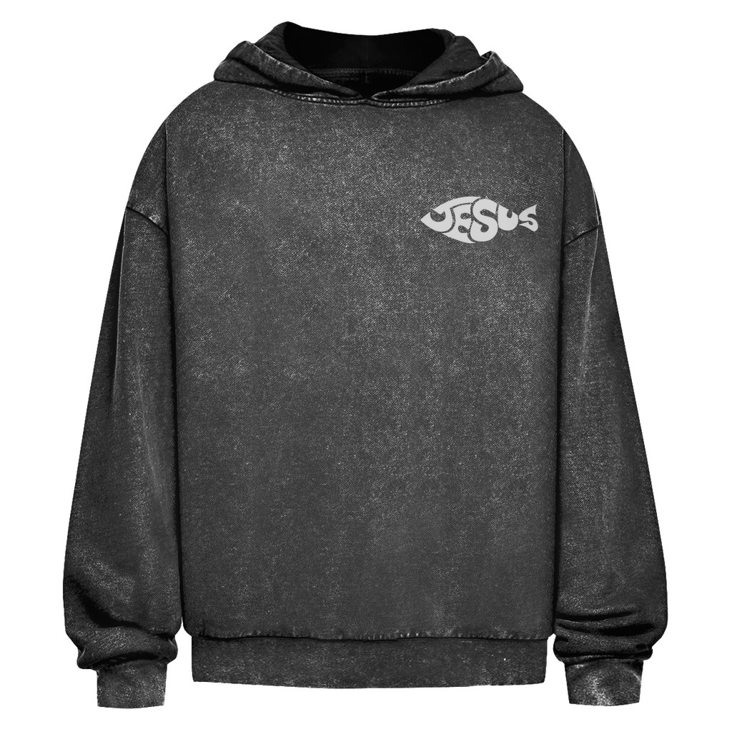 Oversize Washed Hoodie Jesus Ichthys