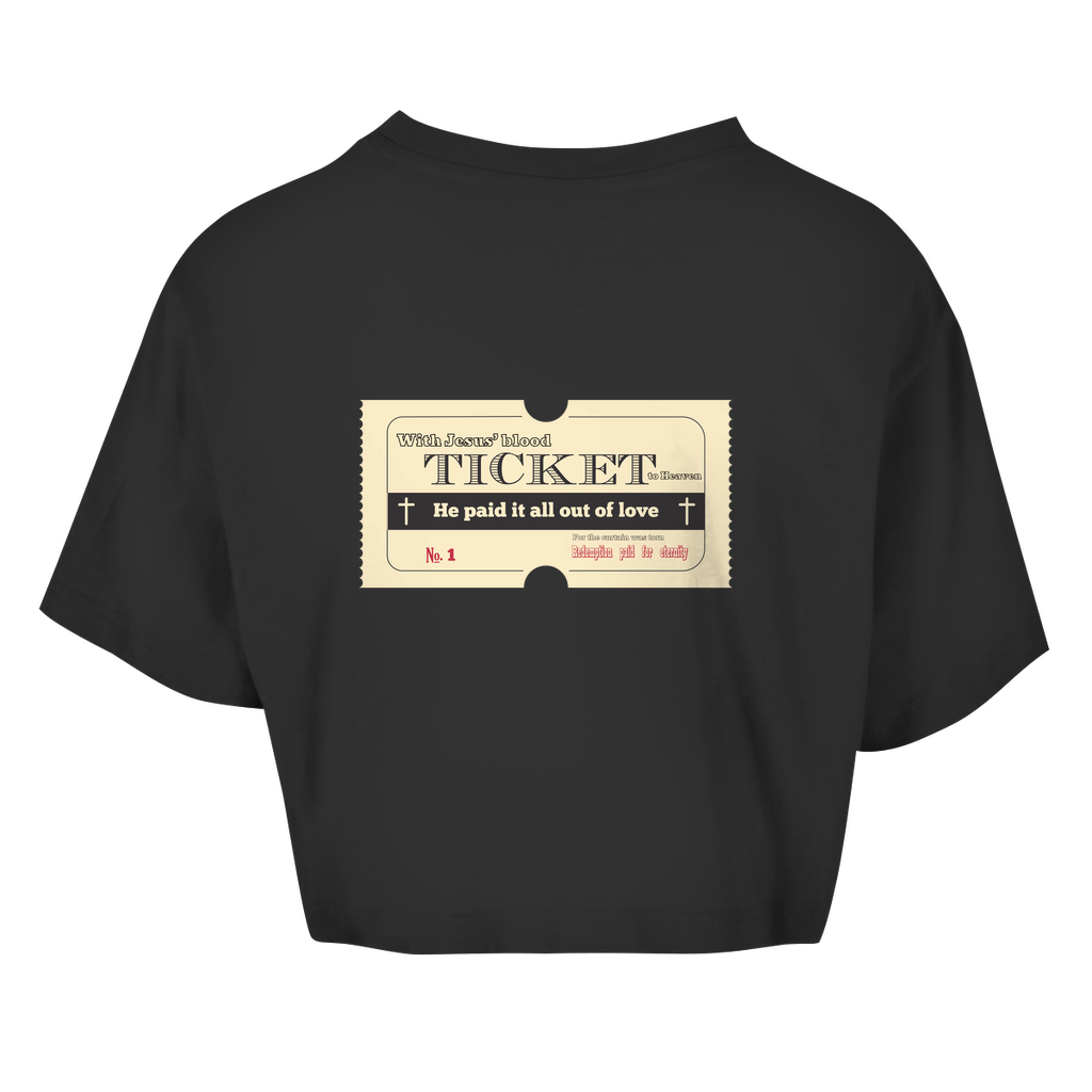 Damen Oversize Crop Top Jesus' Blood Ticket