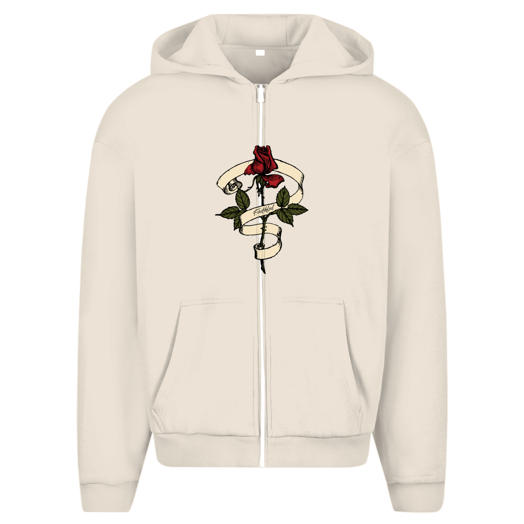 Herren Oversize Zipper Hoodie Faithful Rose