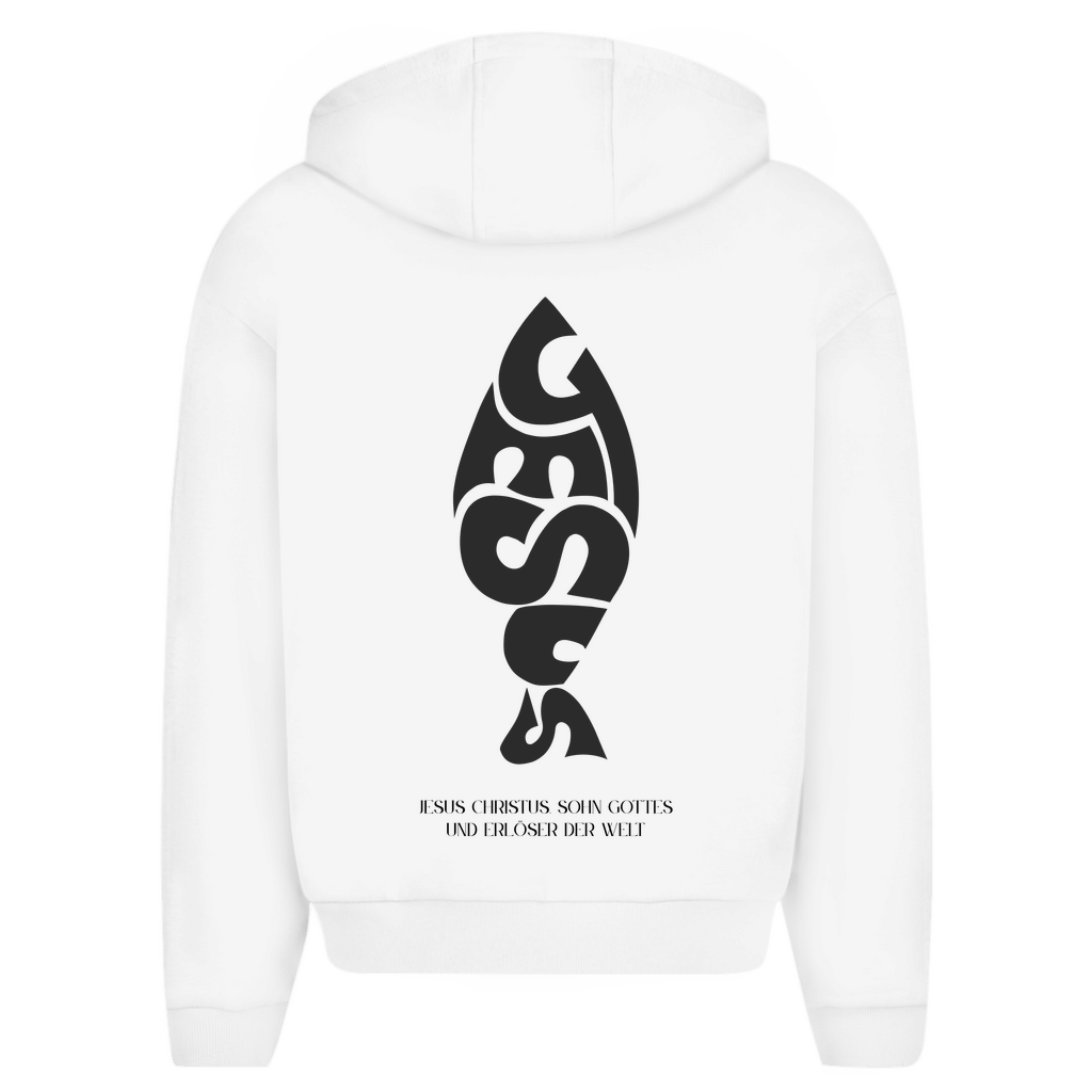 Herren Oversize Zipper Hoodie Jesus Ichthys