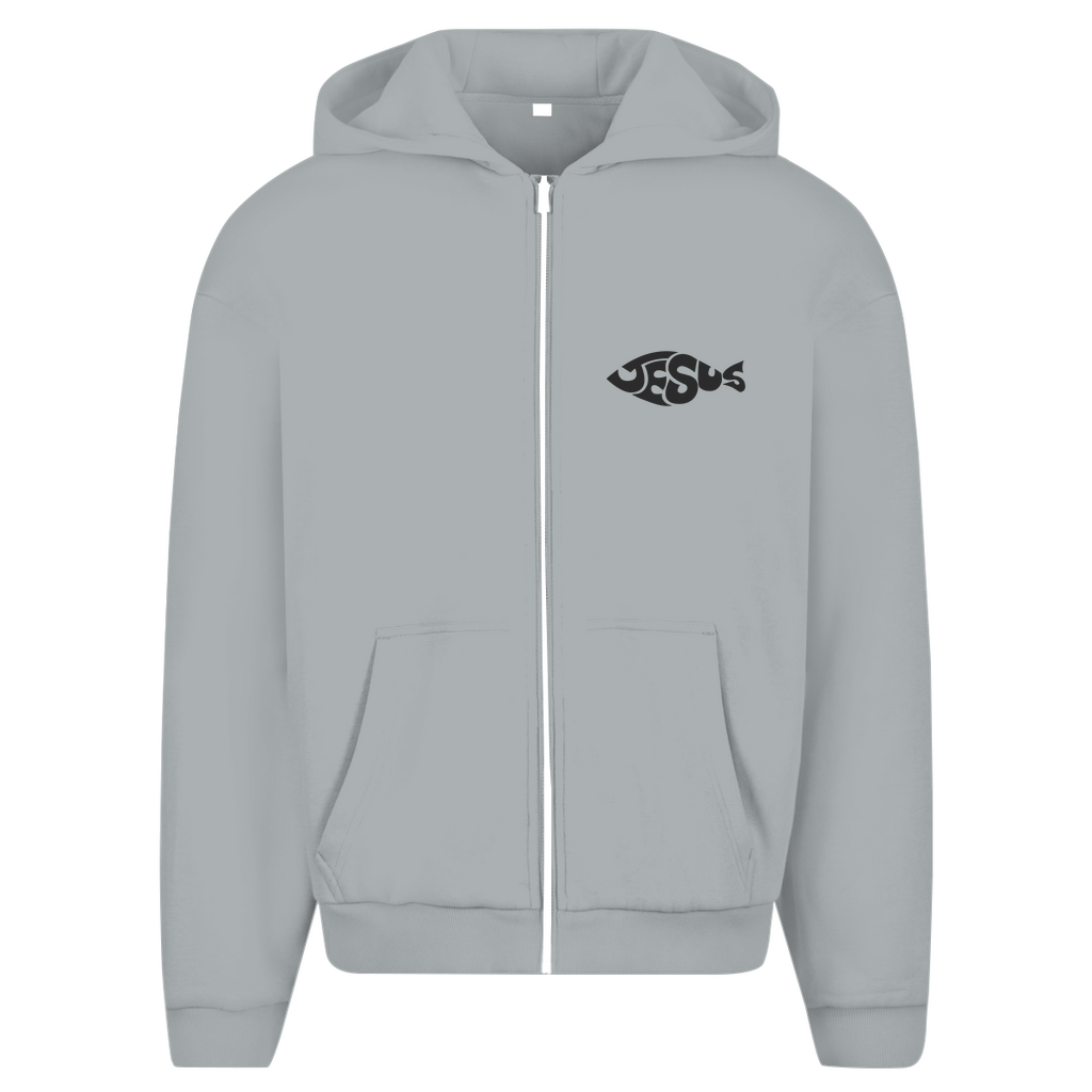 Herren Oversize Zipper Hoodie Jesus Ichthys