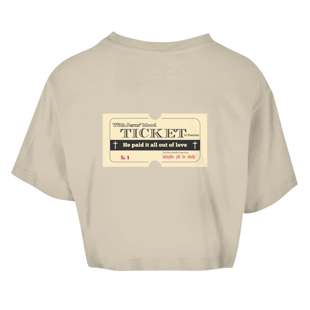 Damen Oversize Crop Top Jesus' Blood Ticket