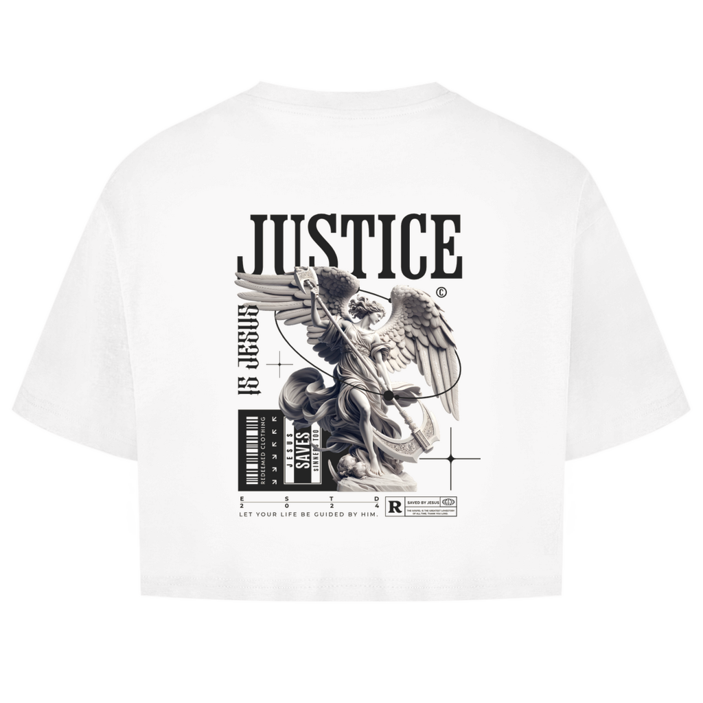 Damen Oversize Crop Top Justice