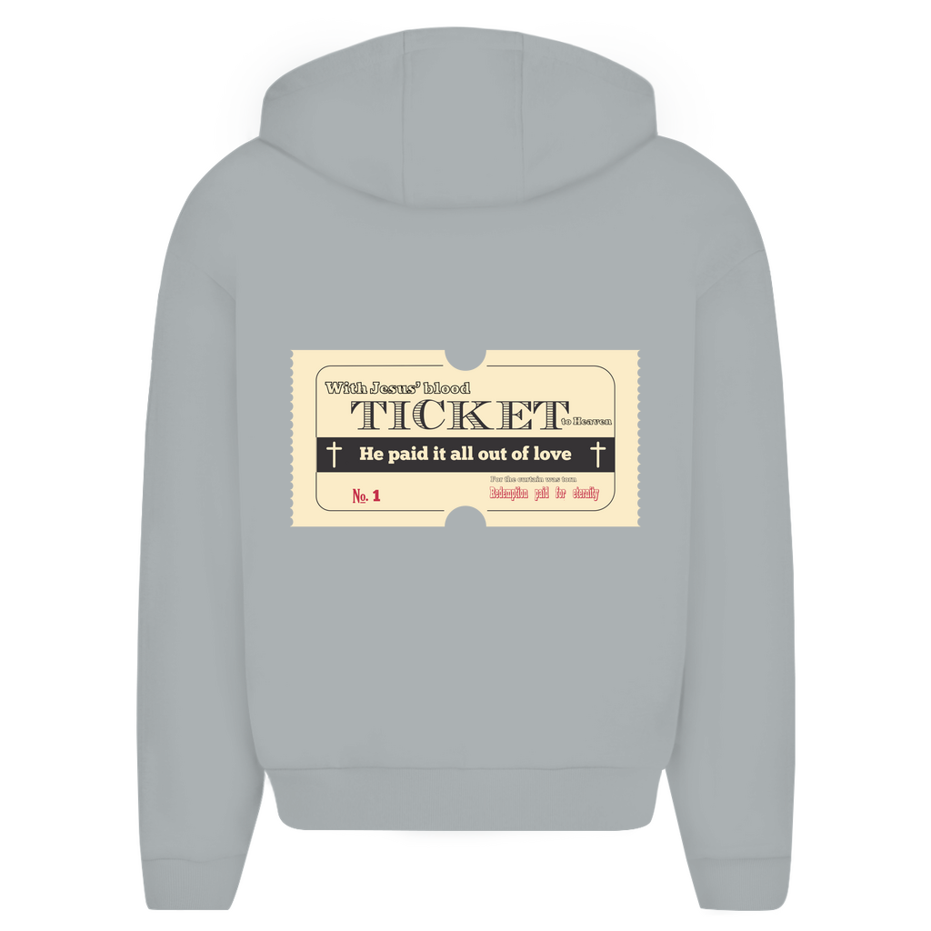 Herren Oversize Zipper Hoodie Jesus' Blood Ticket