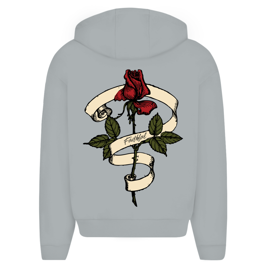 Herren Oversize Zipper Hoodie Faithful Rose