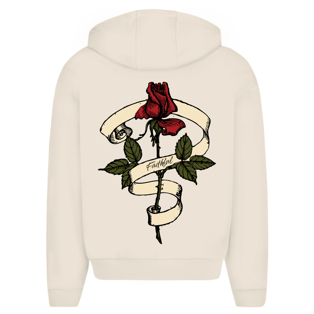 Herren Oversize Zipper Hoodie Faithful Rose
