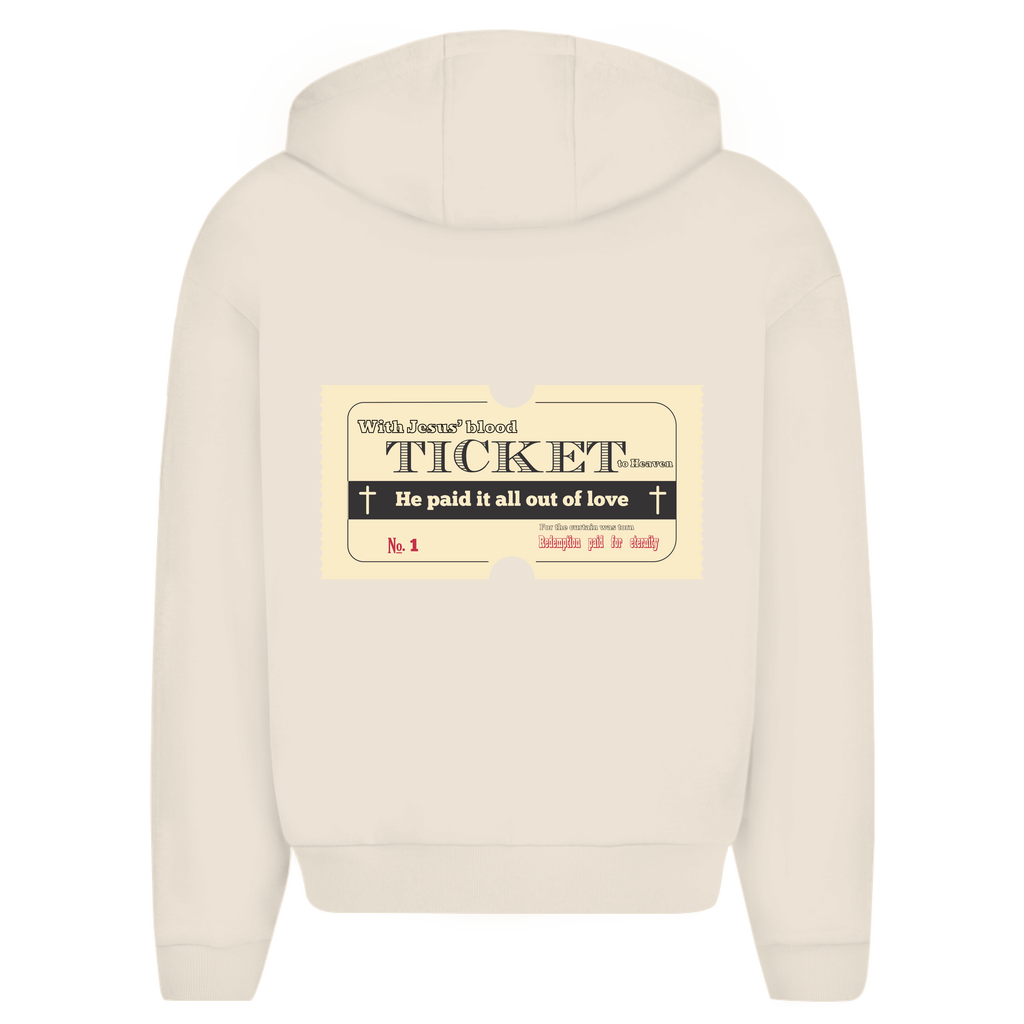 Herren Oversize Zipper Hoodie Jesus' Blood Ticket