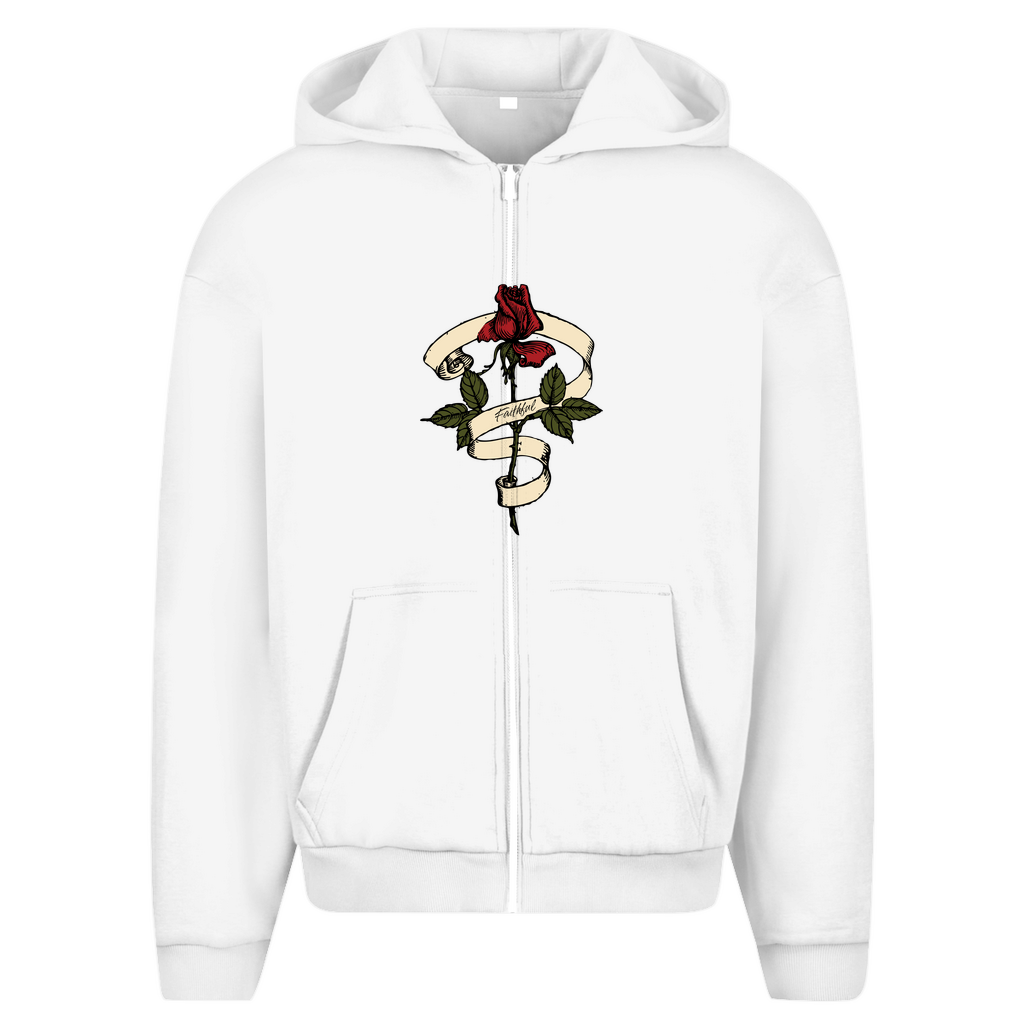 Herren Oversize Zipper Hoodie Faithful Rose