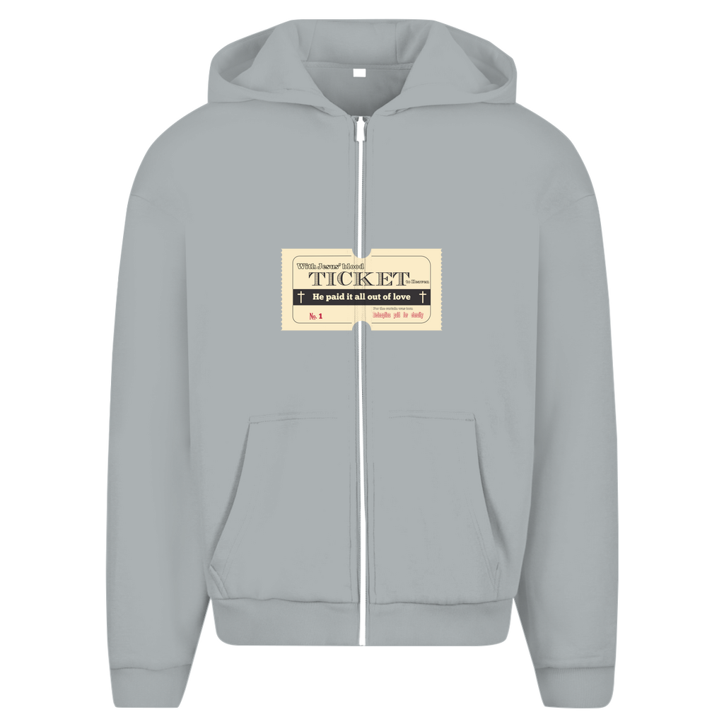 Herren Oversize Zipper Hoodie Jesus' Blood Ticket