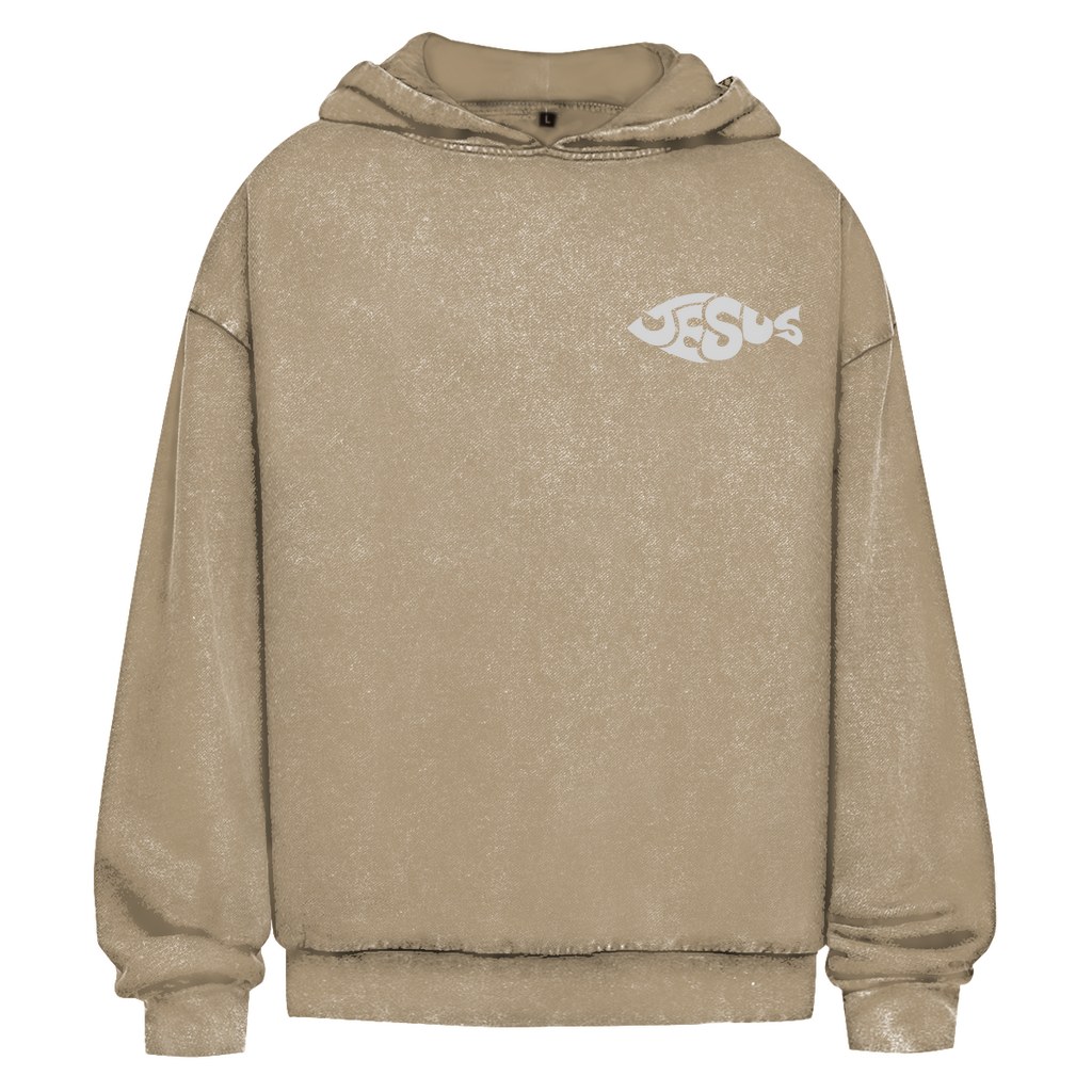 Oversize Washed Hoodie Jesus Ichthys