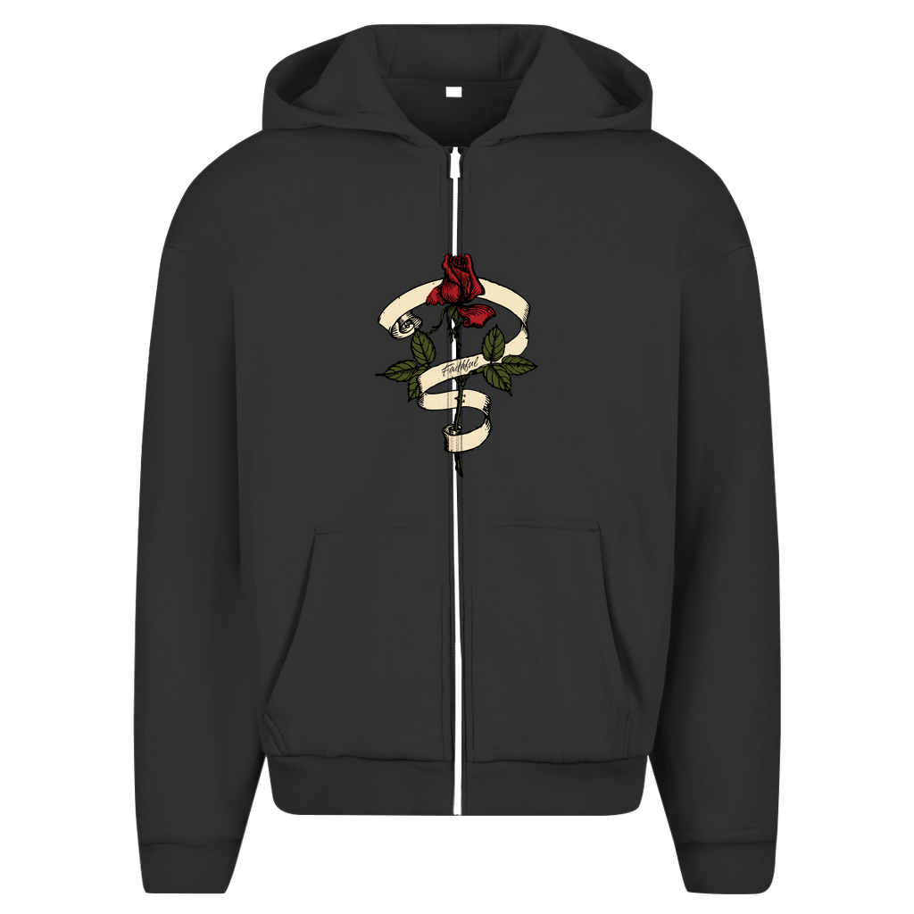 Herren Oversize Zipper Hoodie Faithful Rose