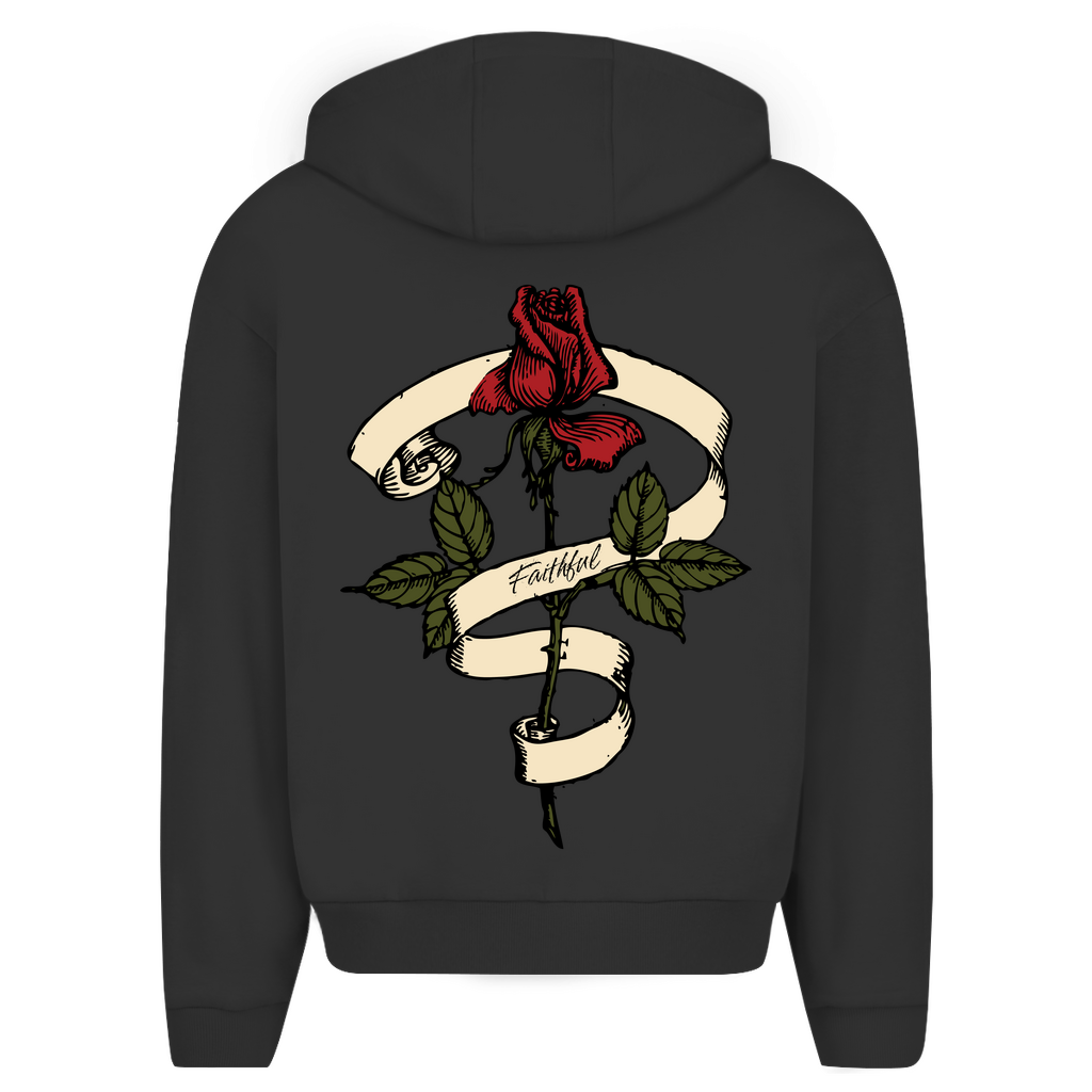Herren Oversize Zipper Hoodie Faithful Rose