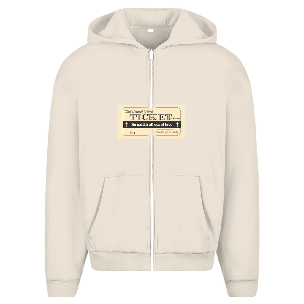 Herren Oversize Zipper Hoodie Jesus' Blood Ticket