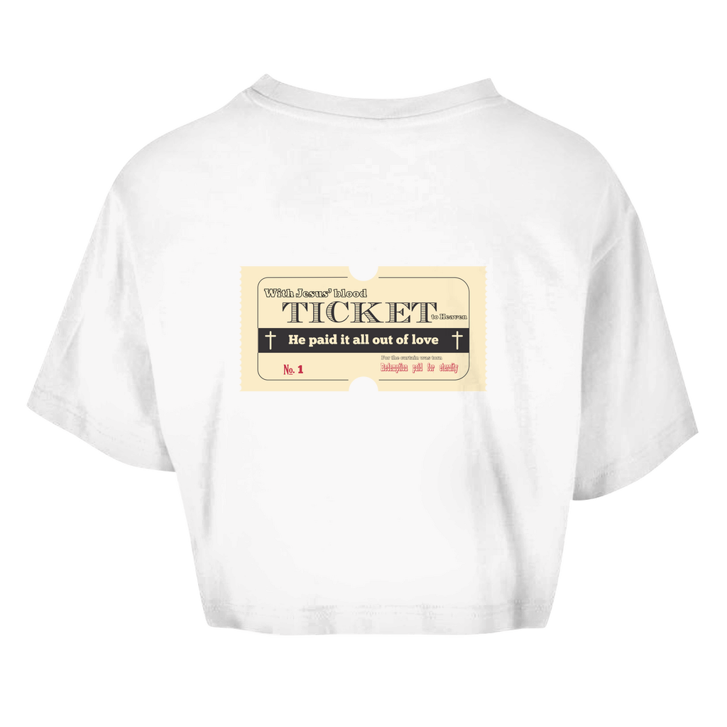 Damen Oversize Crop Top Jesus' Blood Ticket
