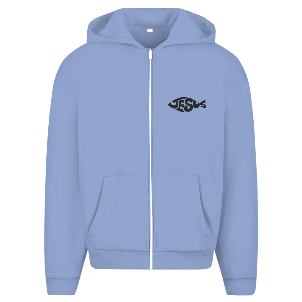 Herren Oversize Zipper Hoodie Jesus Ichthys