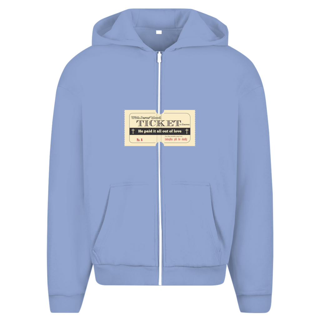Herren Oversize Zipper Hoodie Jesus' Blood Ticket