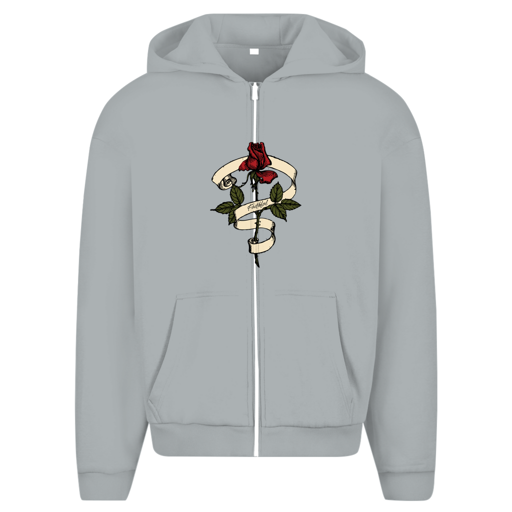 Herren Oversize Zipper Hoodie Faithful Rose
