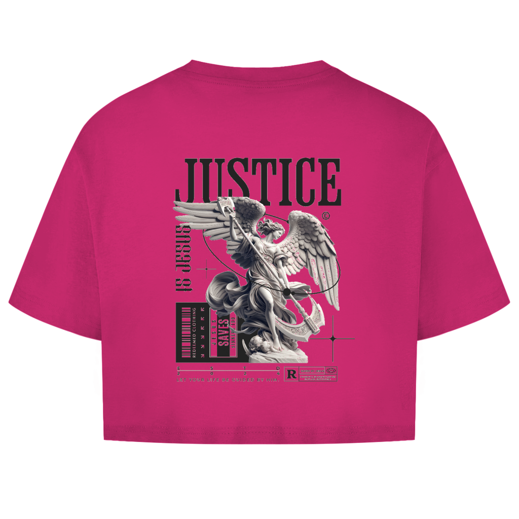 Damen Oversize Crop Top Justice