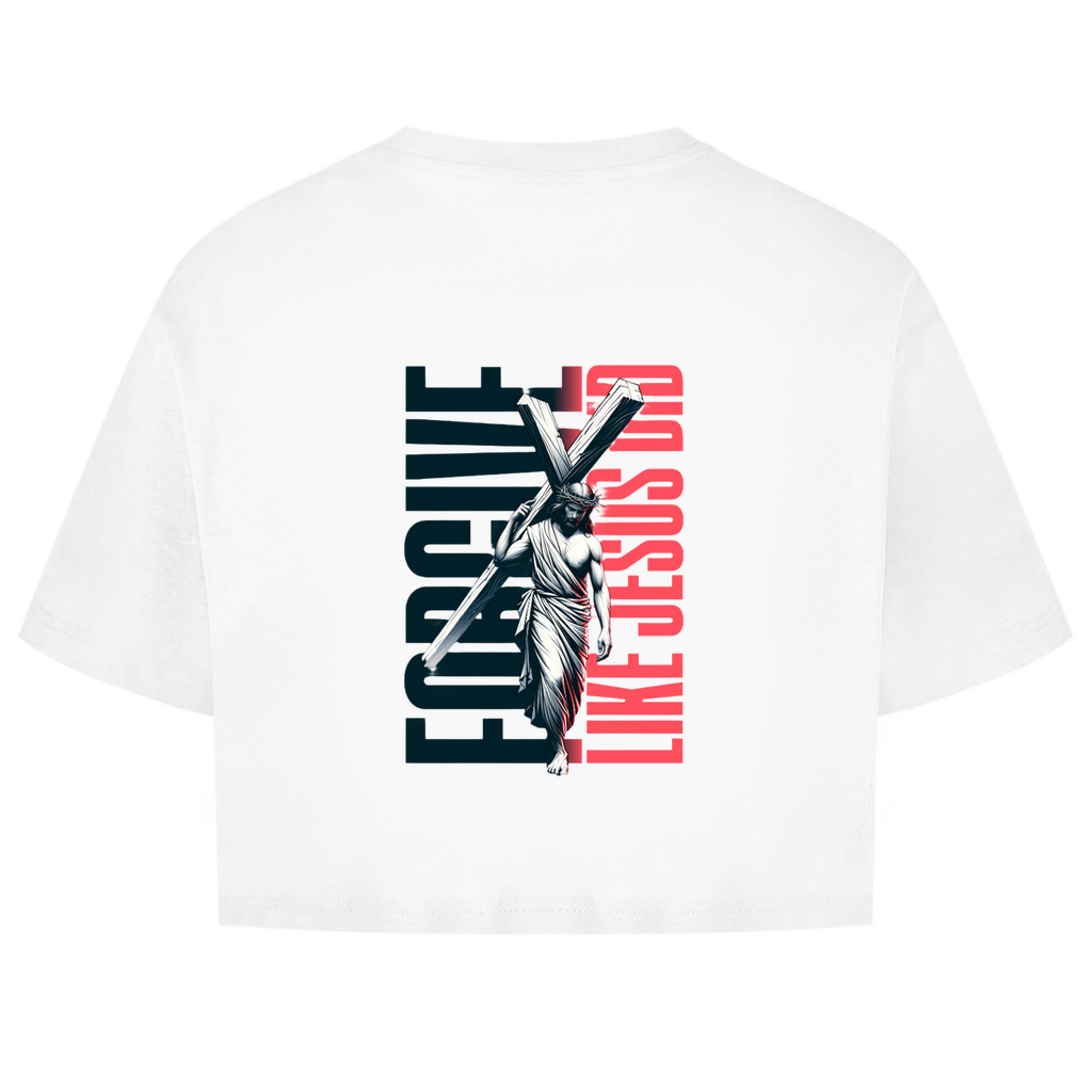 Damen Oversize Crop Top Forgive like Jesus did