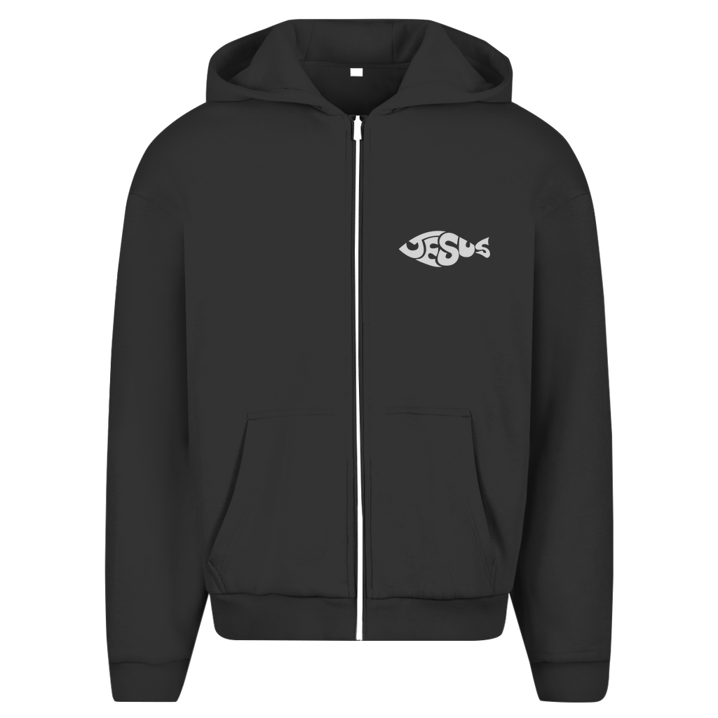 Herren Oversize Zipper Hoodie Jesus Ichthys