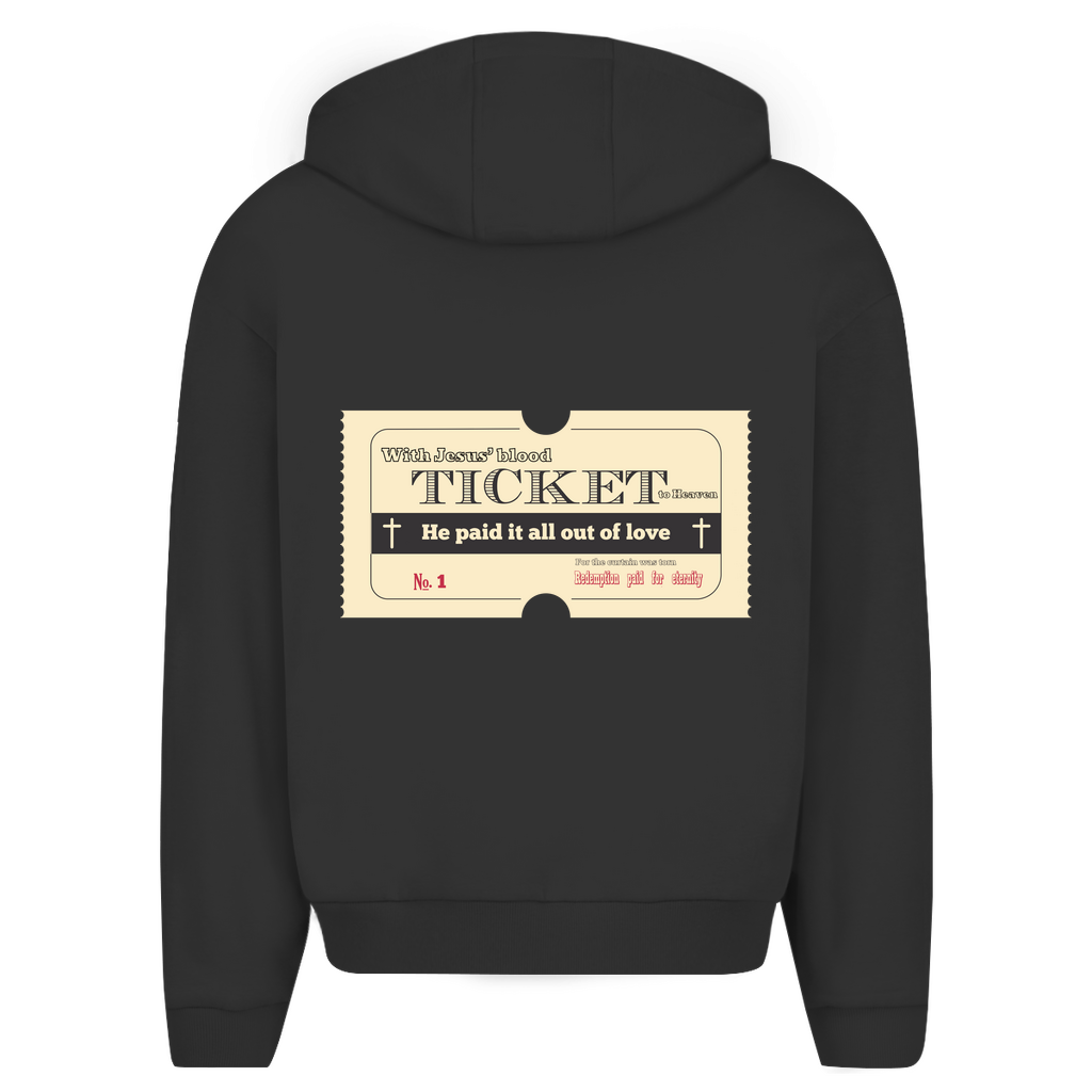 Herren Oversize Zipper Hoodie Jesus' Blood Ticket