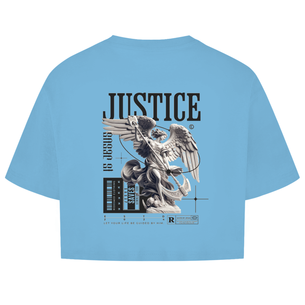Damen Oversize Crop Top Justice