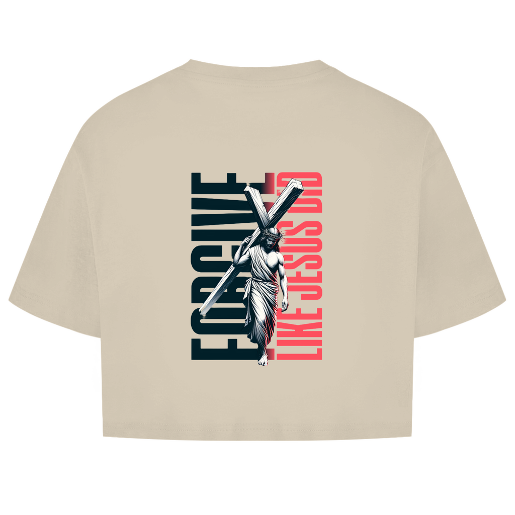 Damen Oversize Crop Top Forgive like Jesus did
