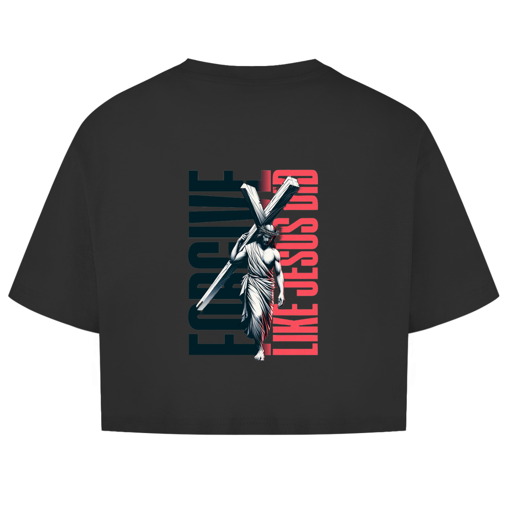 Damen Oversize Crop Top Forgive like Jesus did