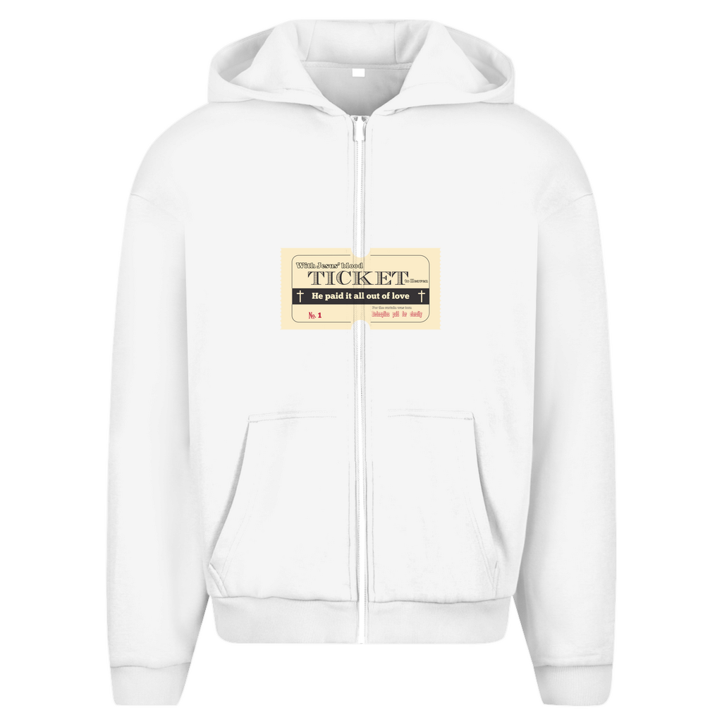 Herren Oversize Zipper Hoodie Jesus' Blood Ticket